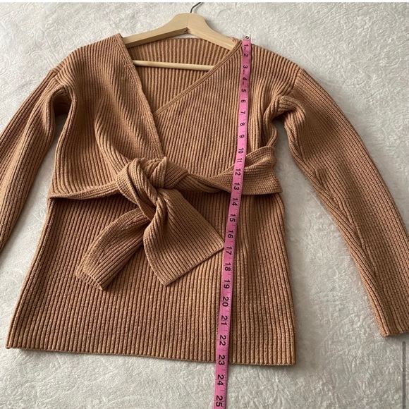 Tan Tied Front Sweater - Picture 4 of 7